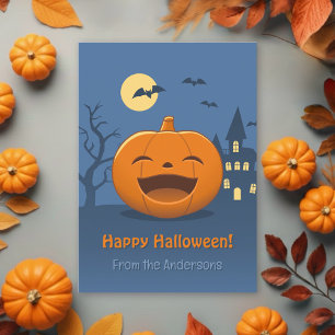 Lachender Halloween-Kürbis von Familie Feiertagskarte