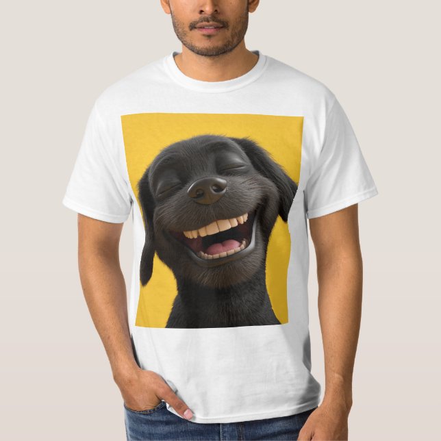 lachender Hund T-Shirt (Vorderseite)