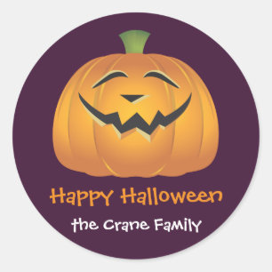 Lachender lustiger Kürbis kundenspezifischer Runder Aufkleber