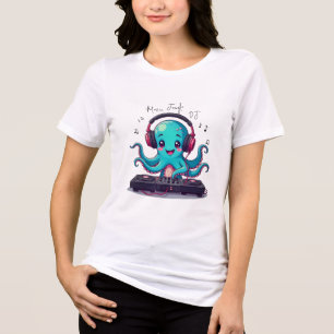 Lachender Oktopus-DJ, Happy Music Jungle T-Shirt Tri-Blend Shirt
