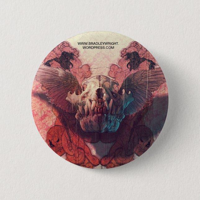 Lachender Schädel-Knopf Button (Vorderseite)