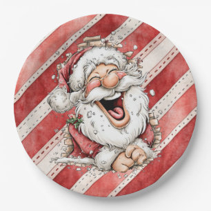 Lachender Weihnachtsmann lustig Pappteller