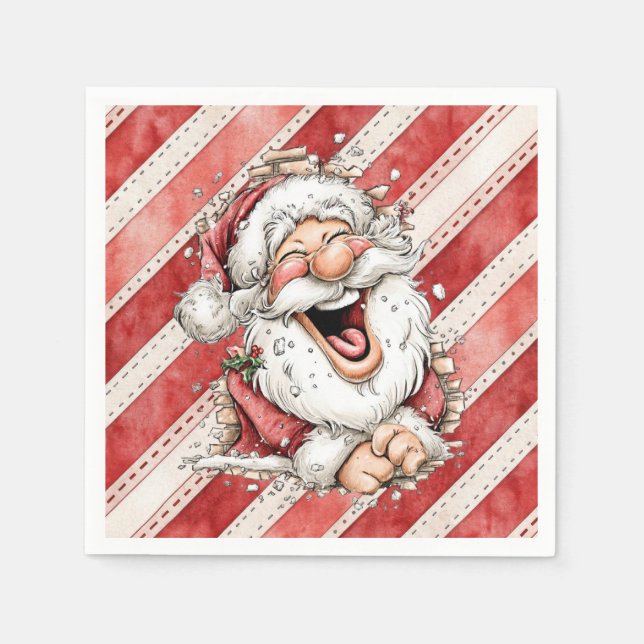 Lachender Weihnachtsmann lustig Serviette (Vorderseite)