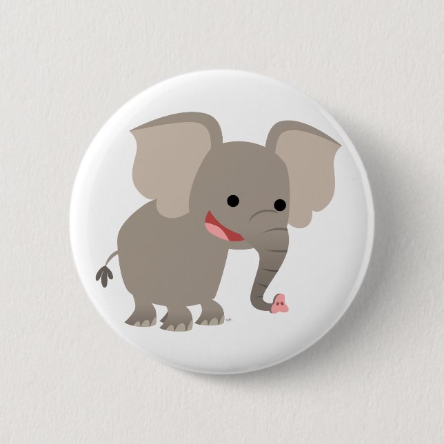 Lachendes Cartoon-Elefant-Knopf-Abzeichen Button (Vorderseite)