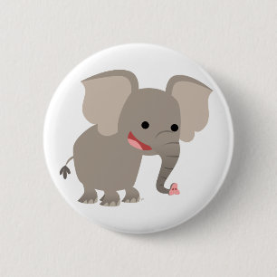 Lachendes Cartoon-Elefant-Knopf-Abzeichen Button