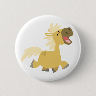 Lachendes Cartoon-Ponyknopf-Abzeichen Button