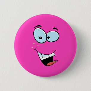 Lachendes Gesicht Hellrosa Button