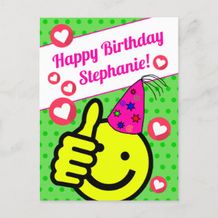 Lachendes grünes Smiley-Gesicht Dein Name Alles Gu Postkarte