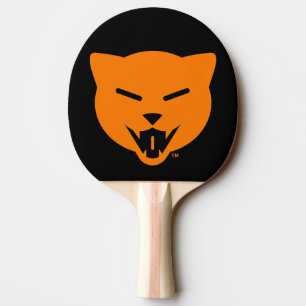 Lachendes Katze SmokyKitten Logo - Schwarzes und Tischtennis Schläger