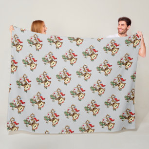 Lachendes Rentier, verziert mit Weihnachtsdekorati Fleecedecke