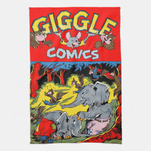 Lachendes Tier Elefant Vintage Comics Geschirrtuch