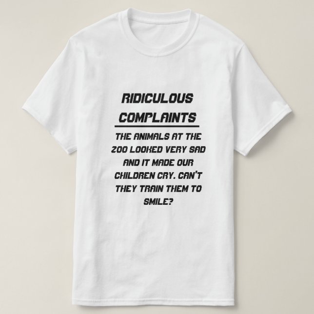 Lächerliche Beschwerden Trauriges Tier im Zoo T-Shirt (Design vorne)