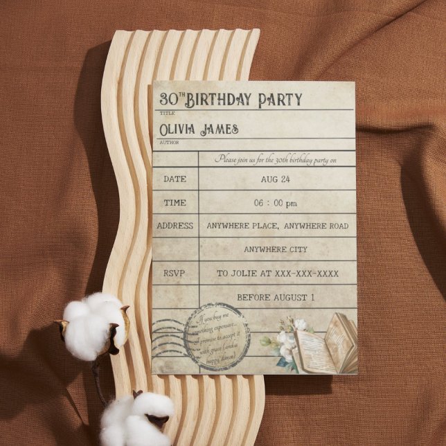 Lächerliche Vintage Bibliothekskartenbücher jeden  Einladung (Von Creator hochgeladen)