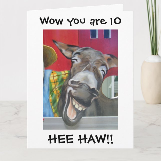 "LACHING DONKEY GREETING" ZUM "10." GEBURTSTAG KARTE (Vorderseite)