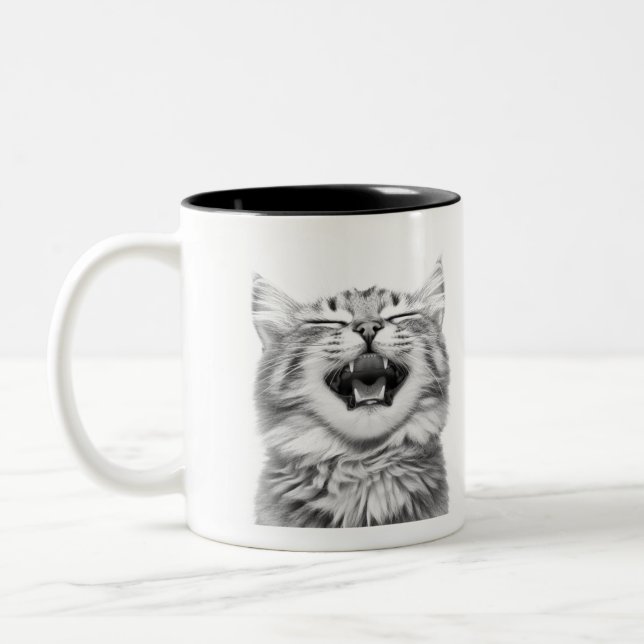 Lachkatze Zweifarbige Tasse (Links)