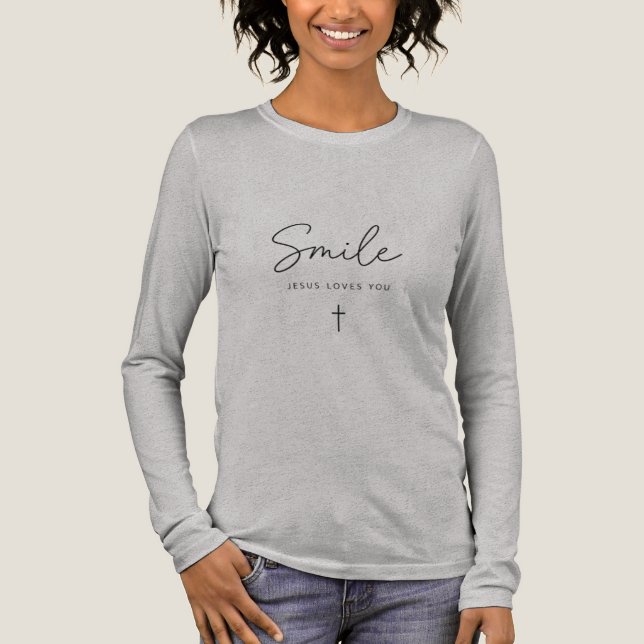 Lächle Jesus liebt dich Tri-Blend Shirt (Vorderseite)