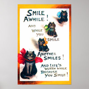Lächle mal, Black Cat, Louis Wain Poster