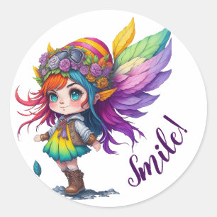 Lächle! Runder Aufkleber