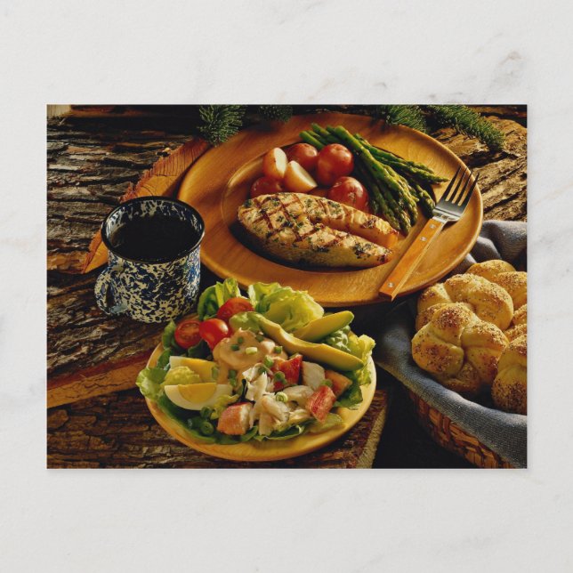 Lachs-Abendessen Postkarte (Vorderseite)