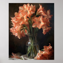 Lachs Amaryllis Blume Art Print Poster