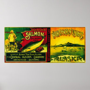 Lachs an der Nordküste kann LabelAlimak, AK Poster