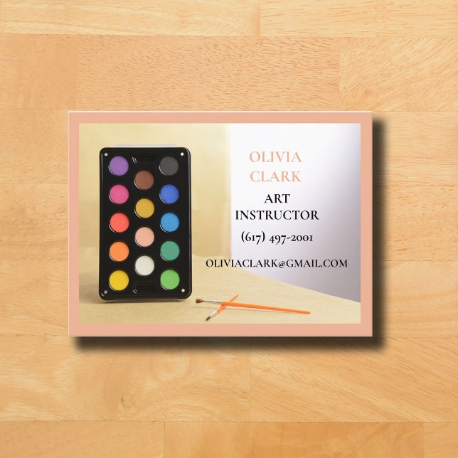 Lachs Art Teacher Tutor Erzieherische Kunst-Klasse Visitenkarte (Art Teacher Business Card Salmon )