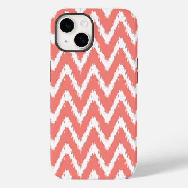 Lachs Asian Moods Ikat Chevrons Case-Mate iPhone Hülle (Rückseite)