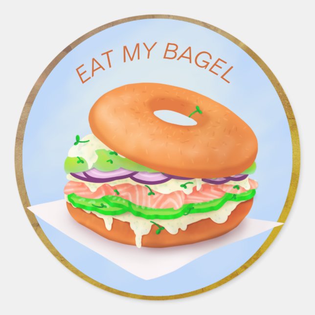 Lachs Bagel Personalisiert Runder Aufkleber (Vorderseite)