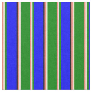 Lachs, Bisque, Green, Blue & Black Linse Muster Stoff