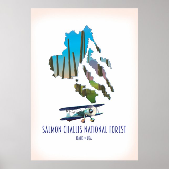 Lachs-Challis-Landkarte für den Wald Poster (Vorne)