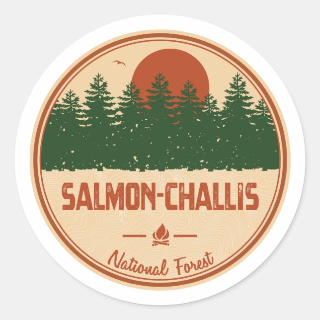 Lachs-Challis-Nationalwald Runder Aufkleber (Vorderseite)
