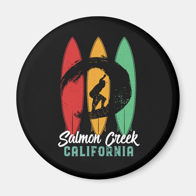 Lachs Creek California Beach Retro Surfing Magnet (Vorne)