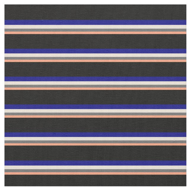 Lachs, Dim Grau, Bisque, Blau und Schwarz Stoff (Nahaufnahme)