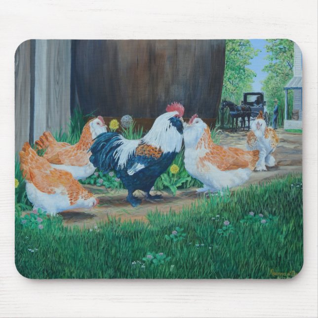 Lachs Favorelle chicks / Amische Buggy Mousepad (Vorne)