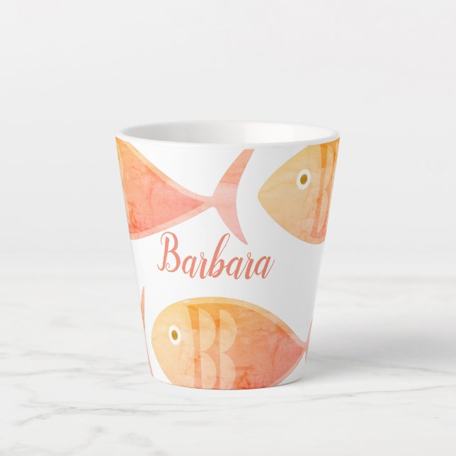 Lachs-Fischgruppe Latte Tasse (Vorderseite)