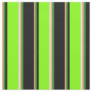 Lachs, Forest Green, Black, Chartreuse & White Stoff