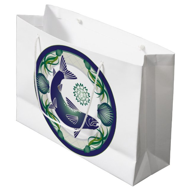 Lachs Großgeschenktasche Große Geschenktüte (Vorderseite Schrägansicht)