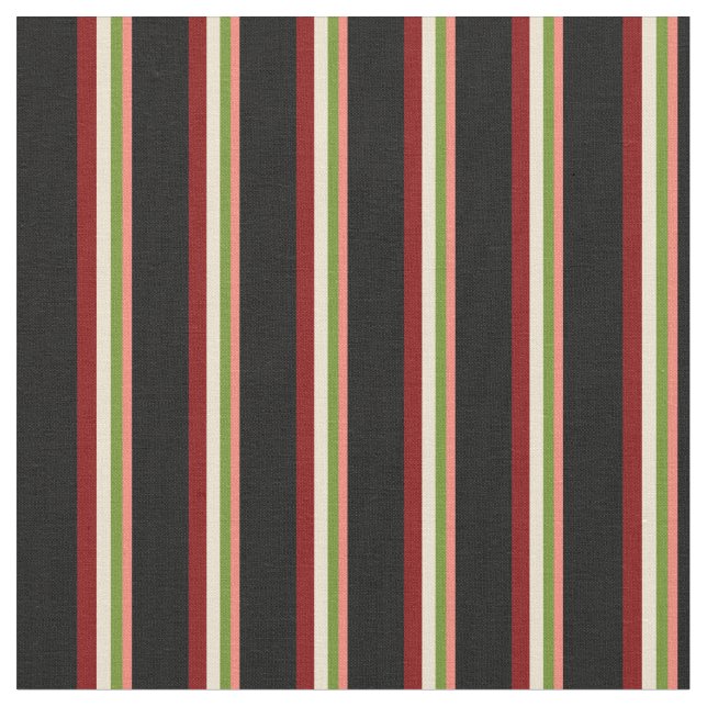 Lachs, grün, Beige, Maroon und schwarz Stoff (Nahaufnahme)