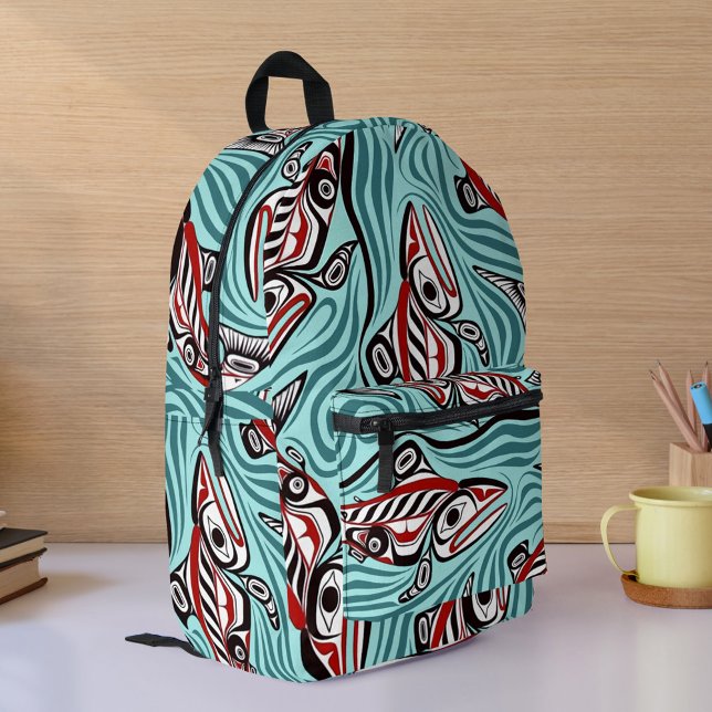 Lachs Haida Art Spirit Pacific Native Bedruckter Rucksack (Von Creator hochgeladen)