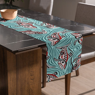 Lachs Haida Art Spirit Pacific Native Großer Tischläufer