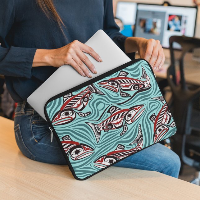 Lachs Haida Art Spirit Pacific Native Laptopschutzhülle (Von Creator hochgeladen)