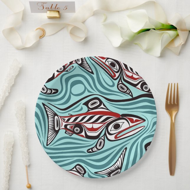 Lachs Haida Art Spirit Pacific Native Pappteller (Hochzeit)