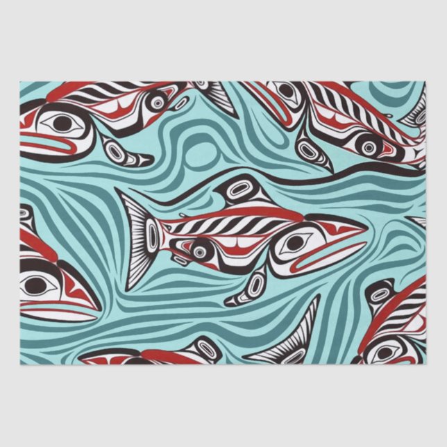 Lachs Haida Art Spirit Pacific Native Seidenpapier (Vorderseite)