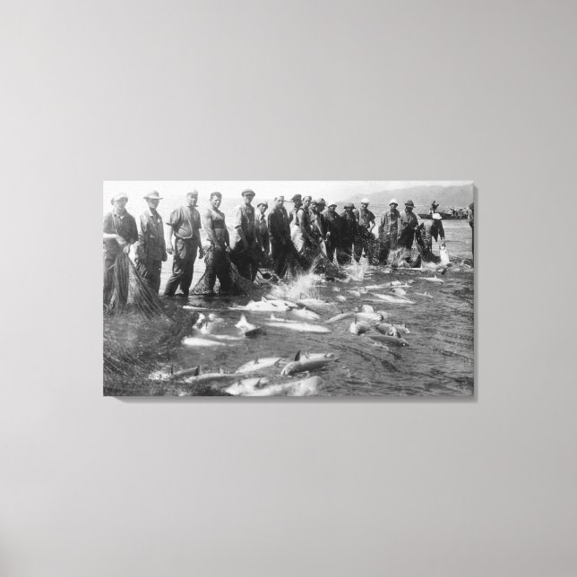 Lachs in Astoria, oder Fotografie Leinwanddruck (Vorderseite)