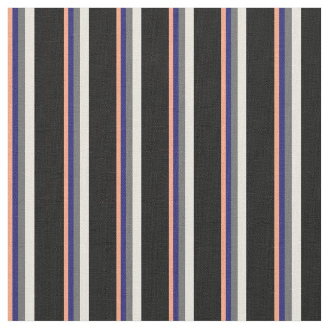 Lachs, Midnight Blue, Grau, Beige & Black Stoff (Nahaufnahme)