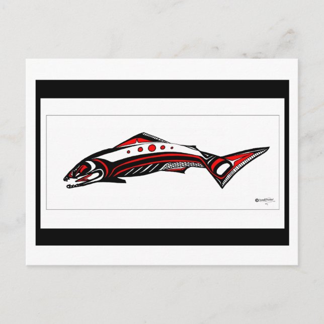 Lachs Native Art Postkarte (Vorderseite)