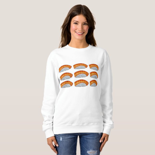 Lachs Nigiri Sashimi Orange Sushi Japanisches Esse Sweatshirt (Vorne ganz)