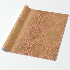 Lachs Pastel Damask Royal Golden Fossil Geschenkpapier