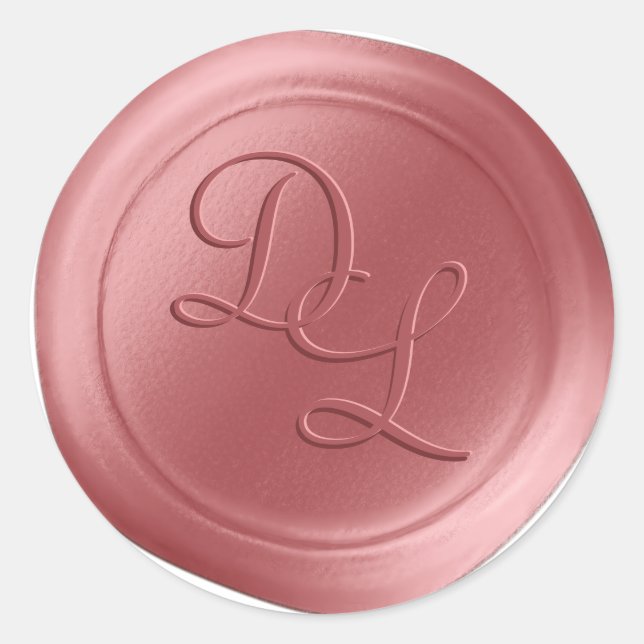 Lachs Pink 2 Letter Monogram Wachs Siegel Stickers (Vorderseite)