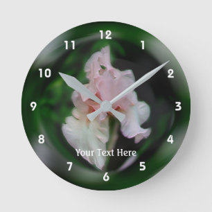 Lachs Pink Bearded Iris Blume Art Runde Wanduhr